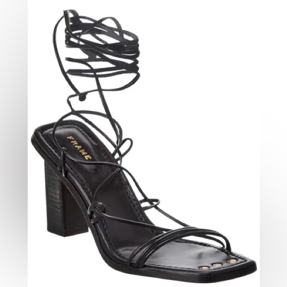Frame Denim Shoes - Frame Denim Le Doheny Black leather strappy lace up Sandals heels 8.5